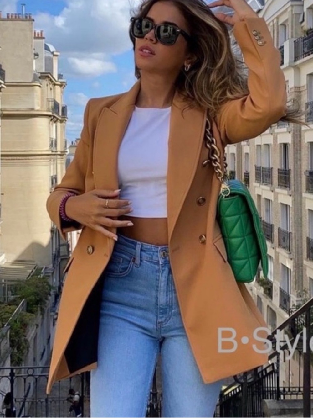 ZARA Double Breasted Camel Blazer XS - Picture 2 of 16